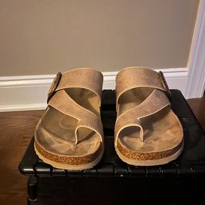 Womens Slip On Toe Strap Single Adjustable Buckle Euro Sandal Shoe